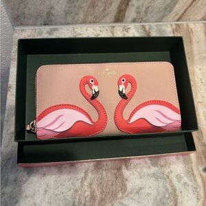 Kate Spade Ballet Pink Wallet with Flamingos